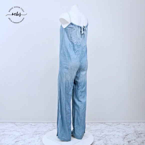Cloth & Stone Chambray Sleeveless Side Slit Wide Leg Jumpsuit Blue Women XS - Picture 7 of 15